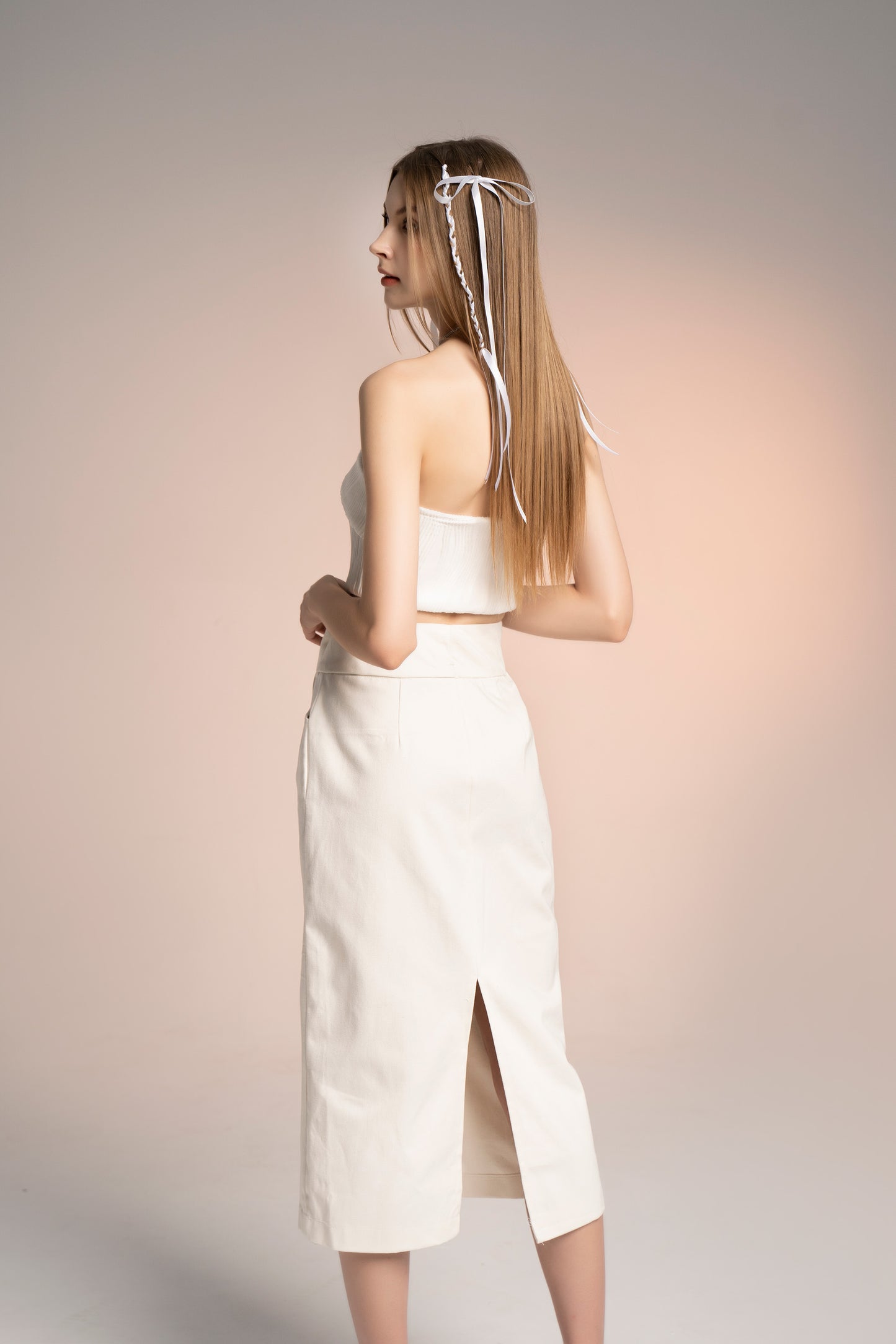 Karina Texture Tube Top In White