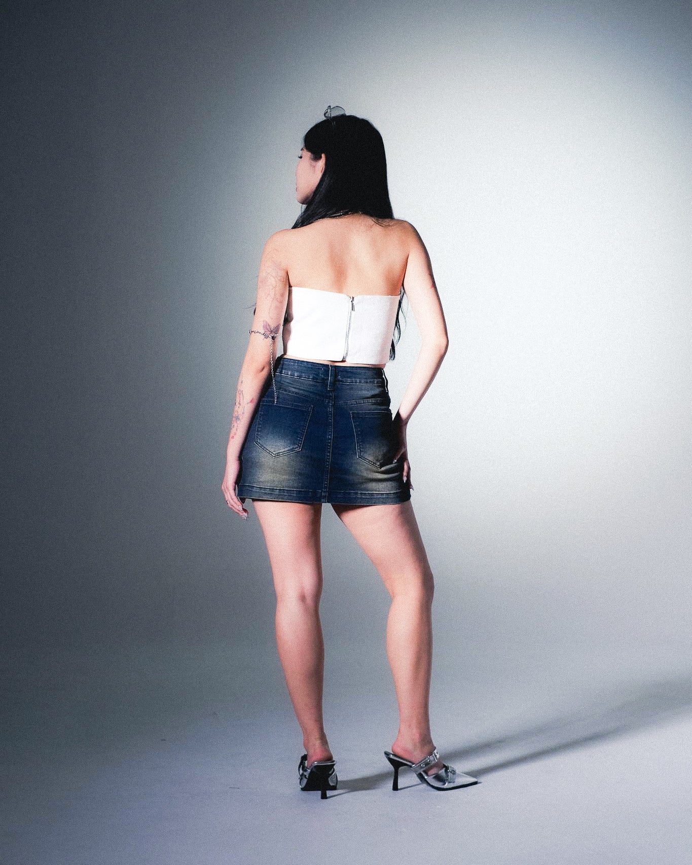 Mya Denim Corset In White