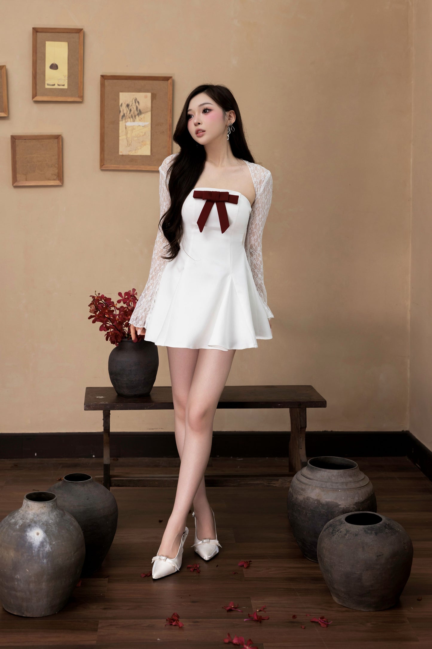 Vivienne Mini Dress with Lace Bolero (Detachable Ribbon)