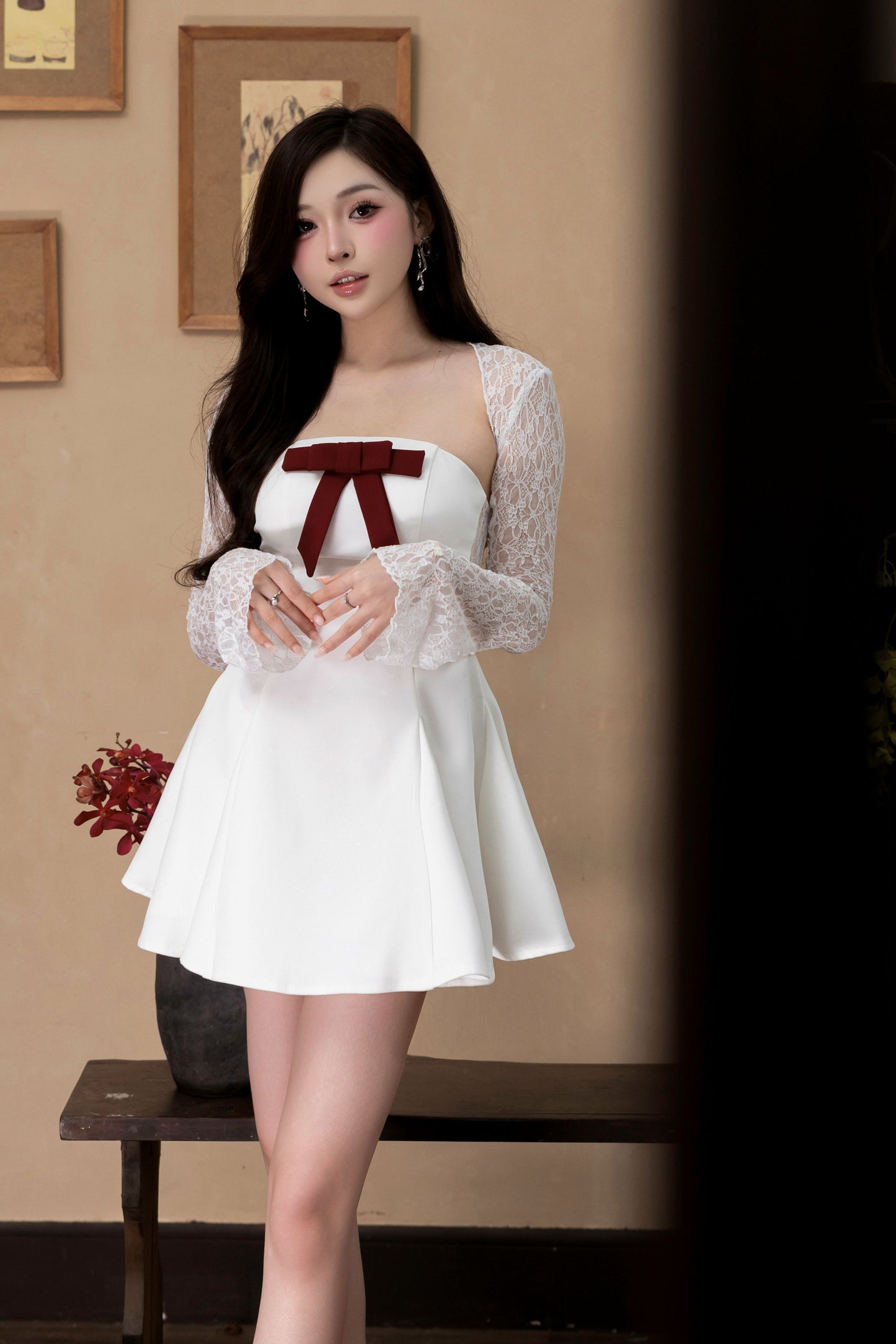 Vivienne Mini Dress with Lace Bolero (Detachable Ribbon)