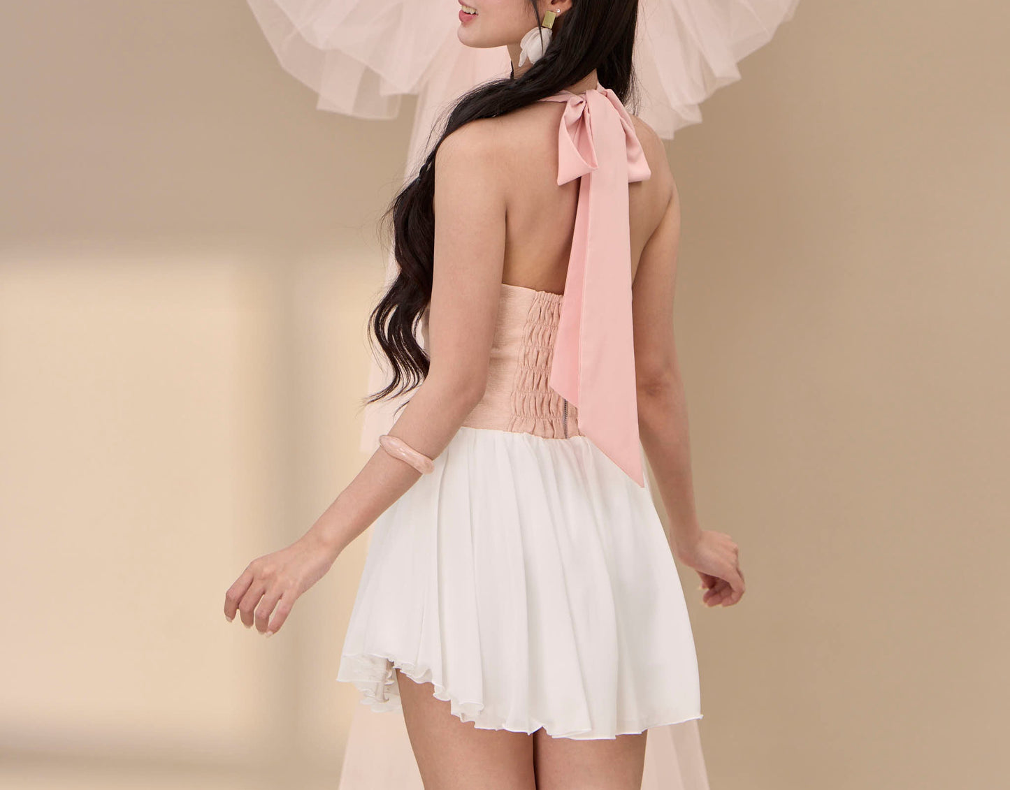 Xin Lace Halter Mini Dress - Pink