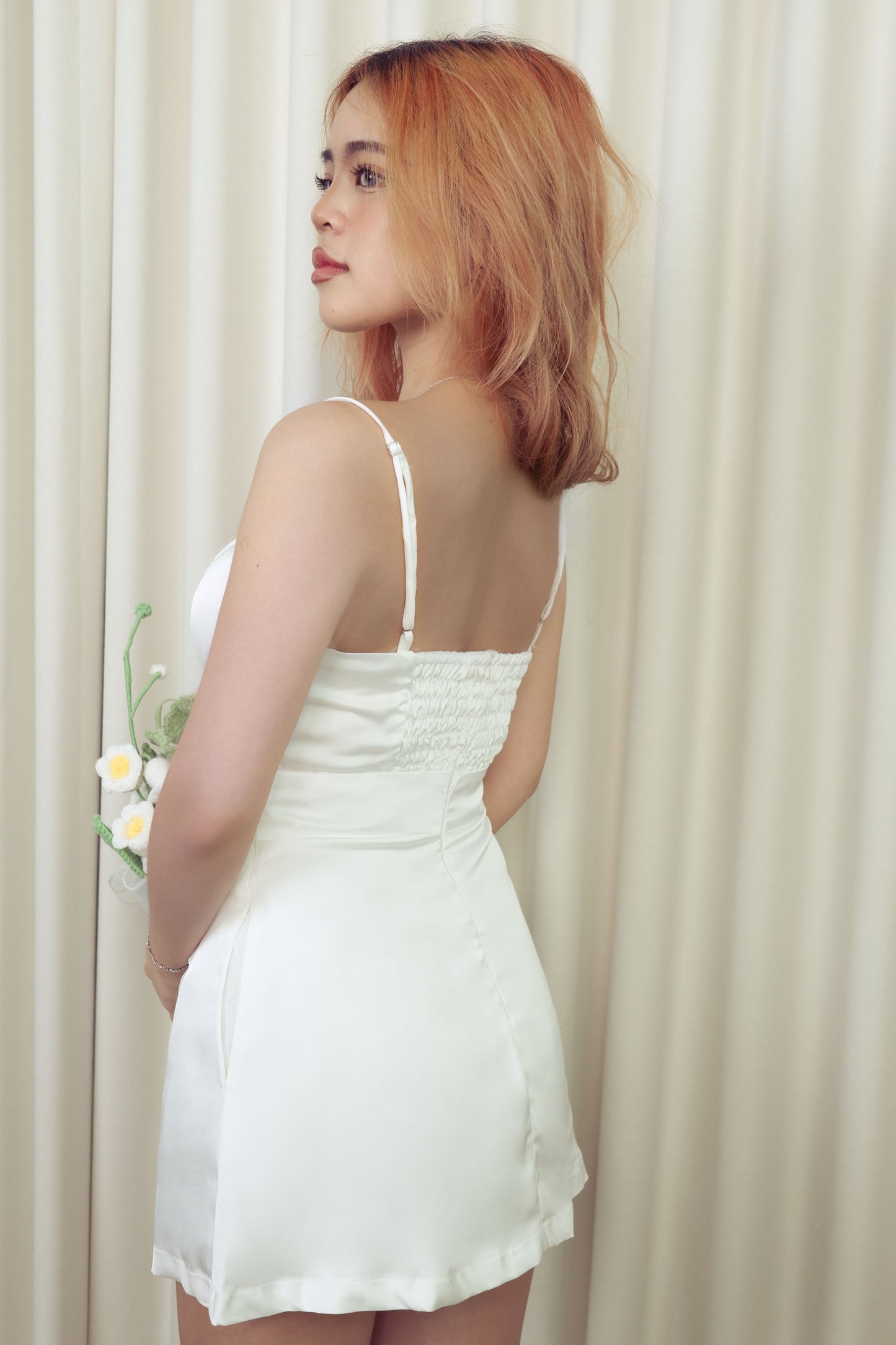 Paige Romper Mini Dress In White