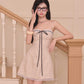 Cleo Ribbon Mini Dress - White Checkered