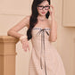 Cleo Ribbon Mini Dress - White Checkered
