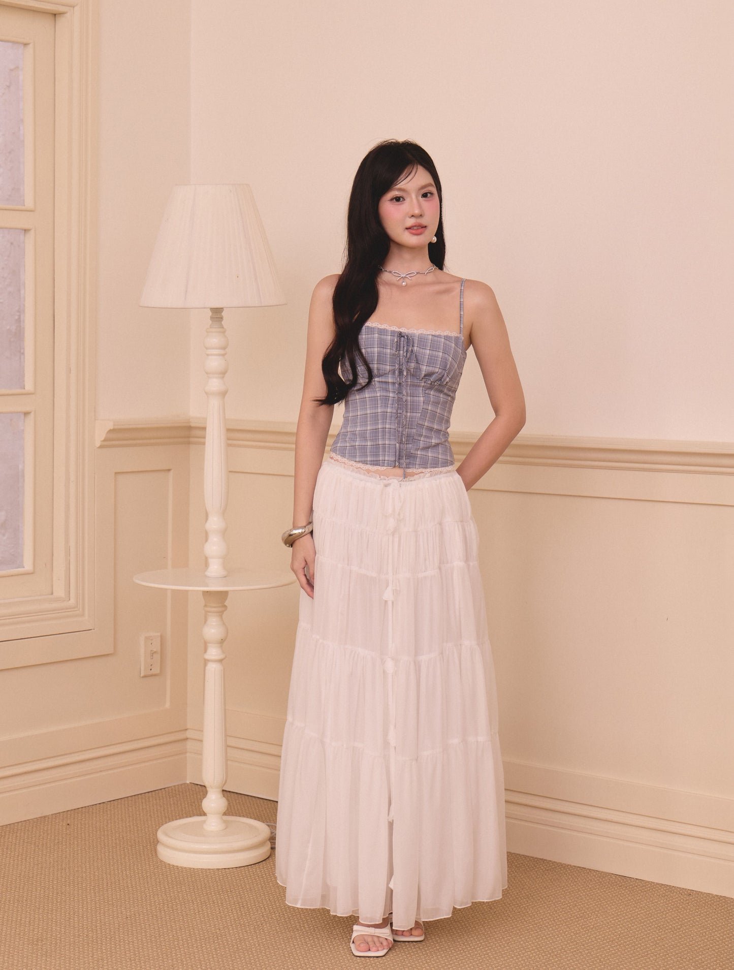 Gemma Clasp Plaid Top - Blue Checkered (PO - 40 Days)