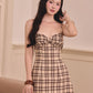 Nova Brown Plaid A line Mini Dress (PO - 40 Days)