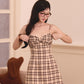 Nova Brown Plaid A line Mini Dress (PO - 40 Days)