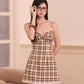 Nova Brown Plaid A line Mini Dress (PO - 40 Days)