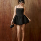 Kiara Corset With Decorative Pearls and Lace Mini Dress - Black