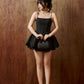 Kiara Corset With Decorative Pearls and Lace Mini Dress - Black
