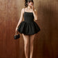 Kiara Corset With Decorative Pearls and Lace Mini Dress - Black