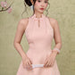 Petal Cheongsam Dress - Jaquard Pink