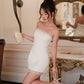 Jelina Tube Lace Dress - White (Removable Straps)