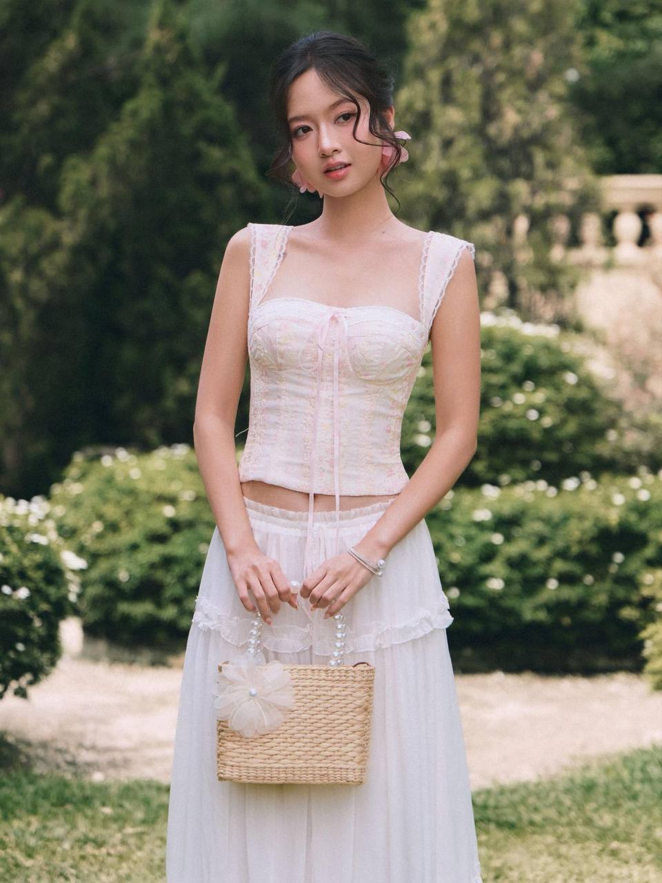 Peony Floral Texture Lace Top - Light Pink (PO - 7 Days)