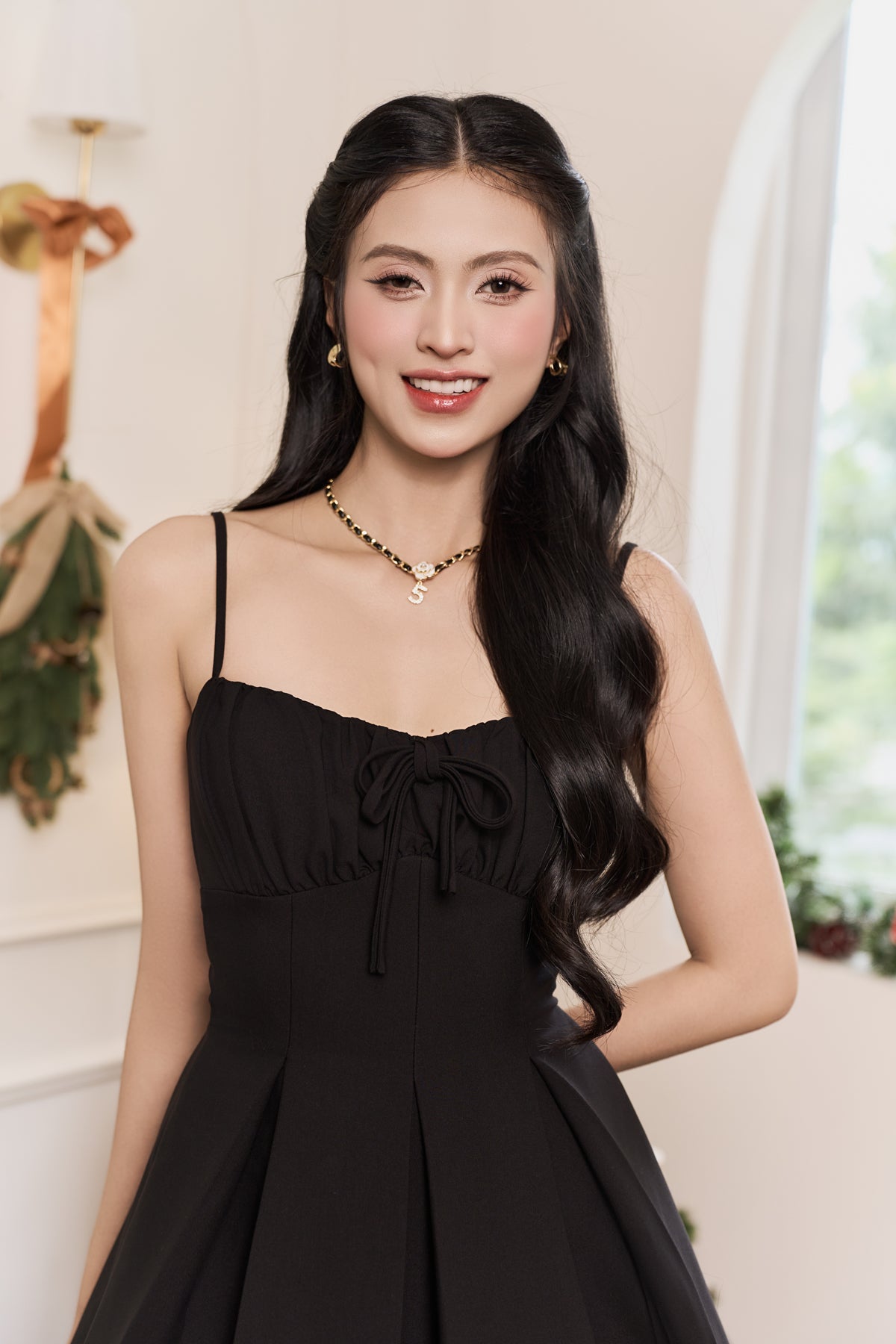 Chrissy Pleated Dress - Black