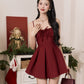Chrissy Pleated Dress - Burgundy