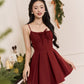 Chrissy Pleated Dress - Burgundy