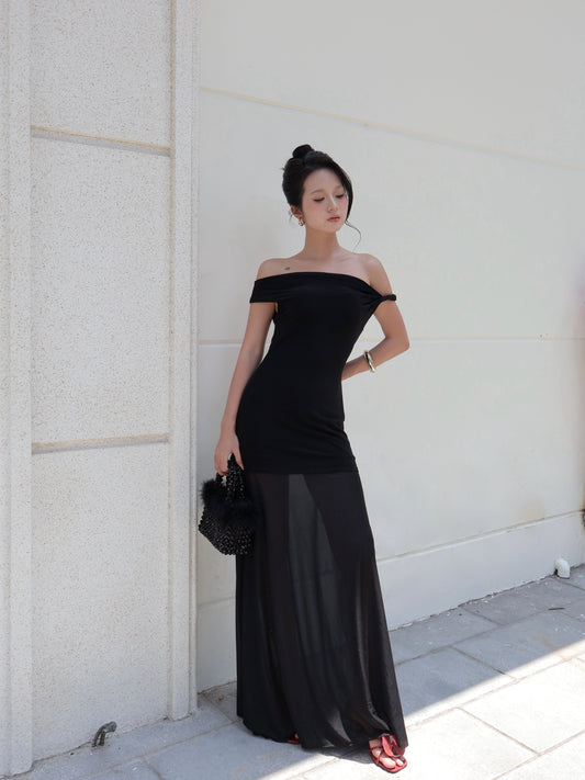 Solana Maxi Mesh Dress In Black