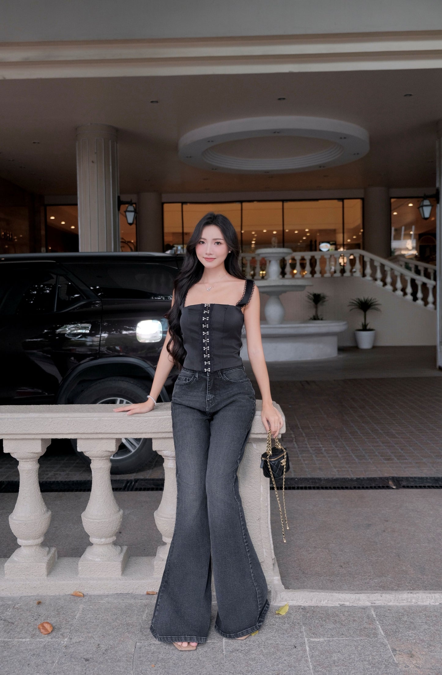 Amelia Lace Corset Top In Black