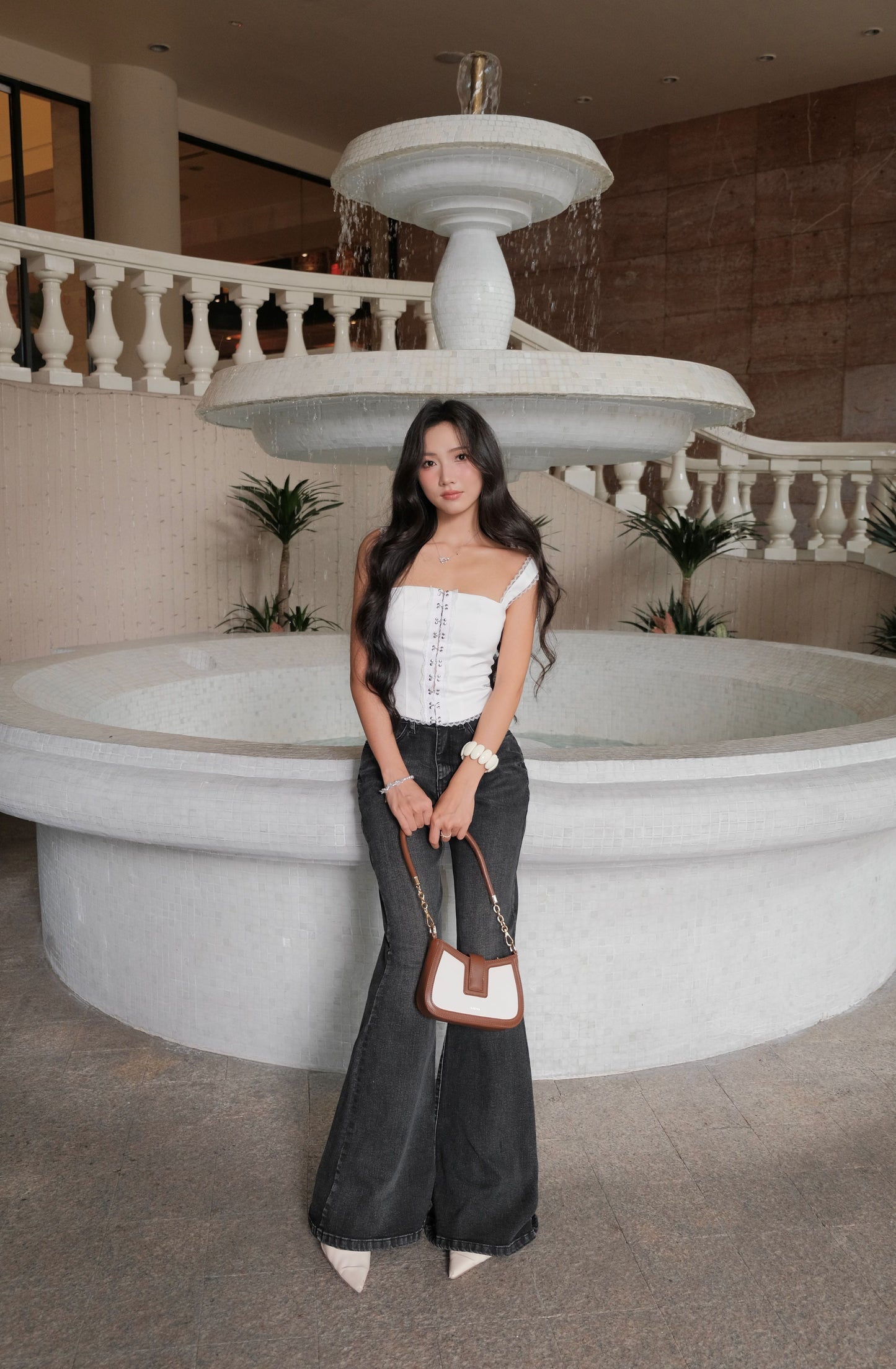 Amelia Lace Corset Top In White