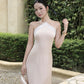 Alyssa Premium Satin Silk Maxi Dress - Rose Champagne