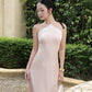 Alyssa Premium Satin Silk Maxi Dress - Rose Champagne