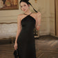 Alyssa Premium Satin Silk Maxi Dress -Black