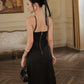 Alyssa Premium Satin Silk Maxi Dress -Black