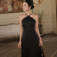 Alyssa Premium Satin Silk Maxi Dress -Black