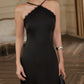 Alyssa Premium Satin Silk Maxi Dress -Black