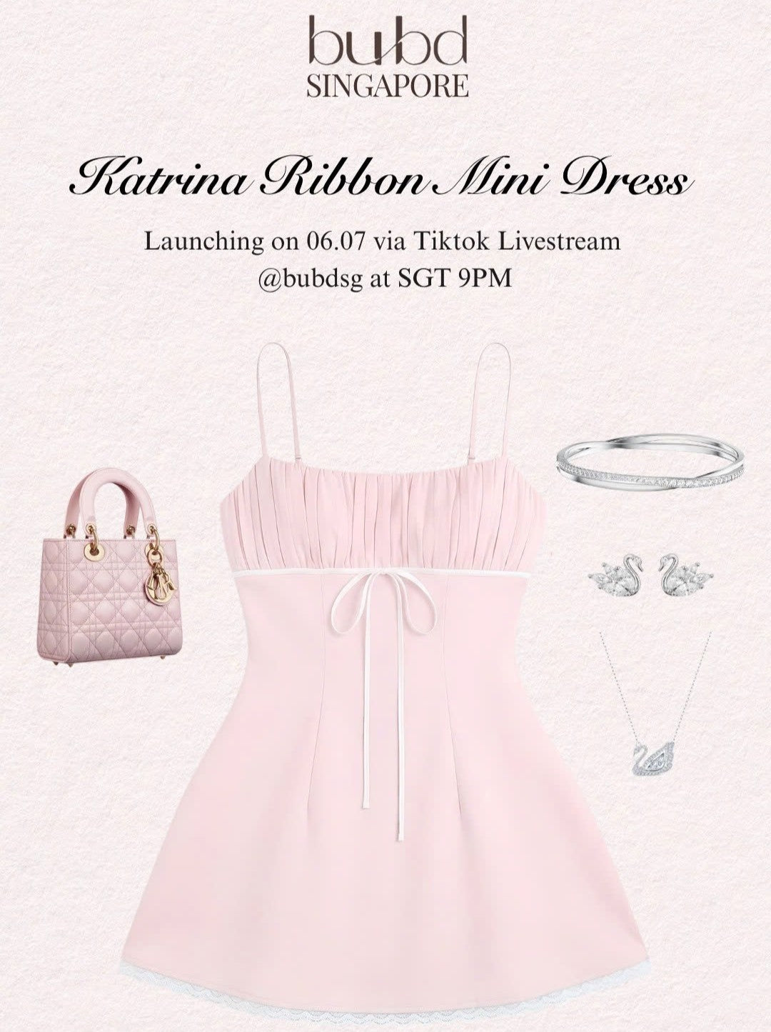 Katrina Ribbon Mini Dress - Pink