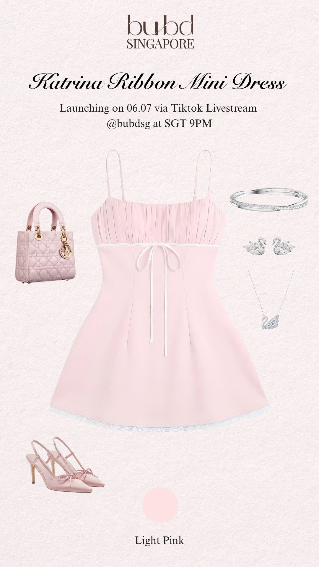Katrina Ribbon Mini Dress - Pink