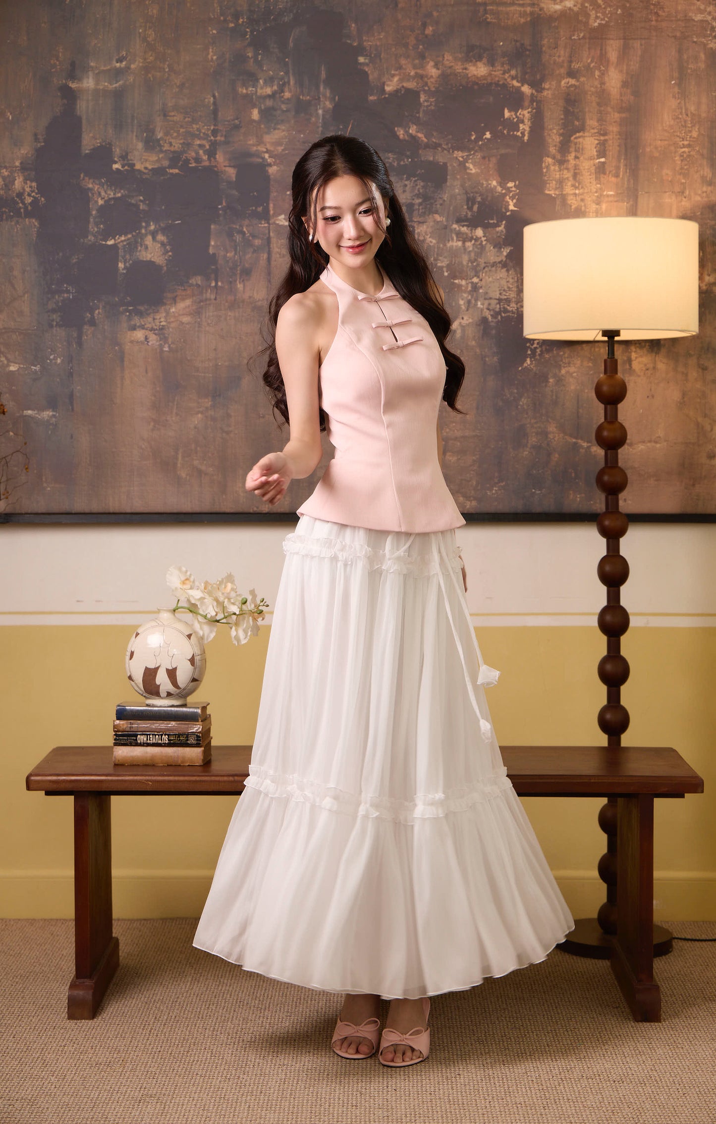 Elissey Chifon Ruffle Skirt - White