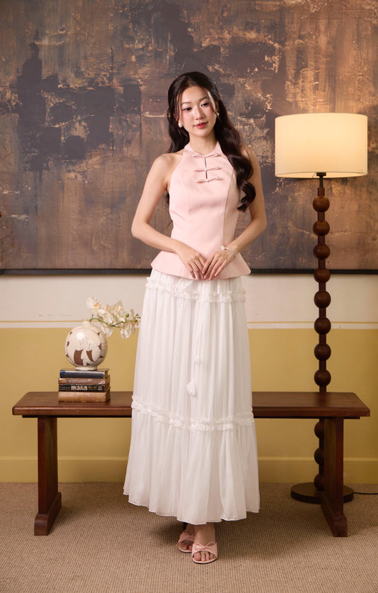 Elissey Chifon Ruffle Skirt - White