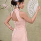 Petal Cheongsam Dress - Jaquard Pink