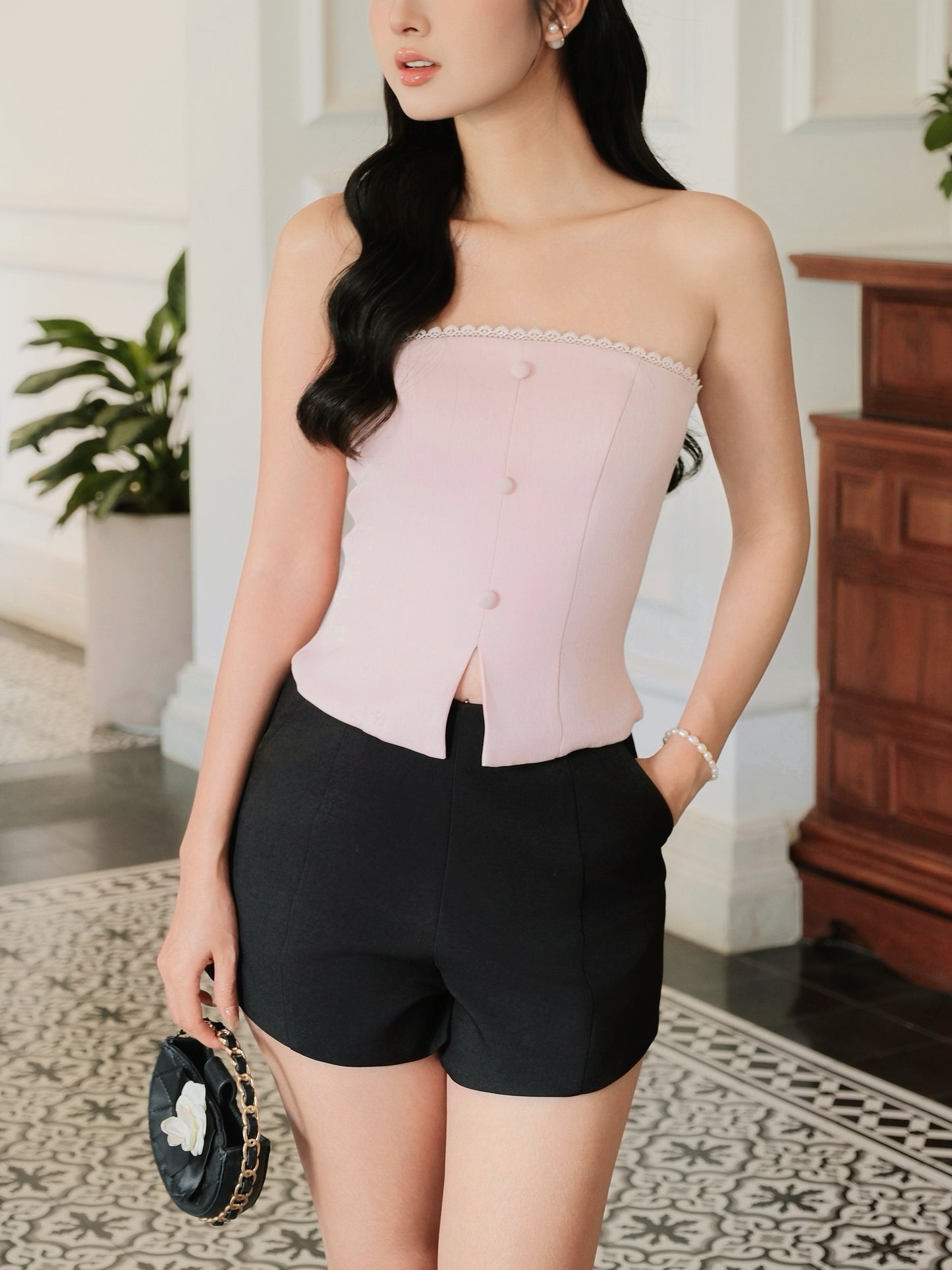 Hailey Tube Lace Top - Pink