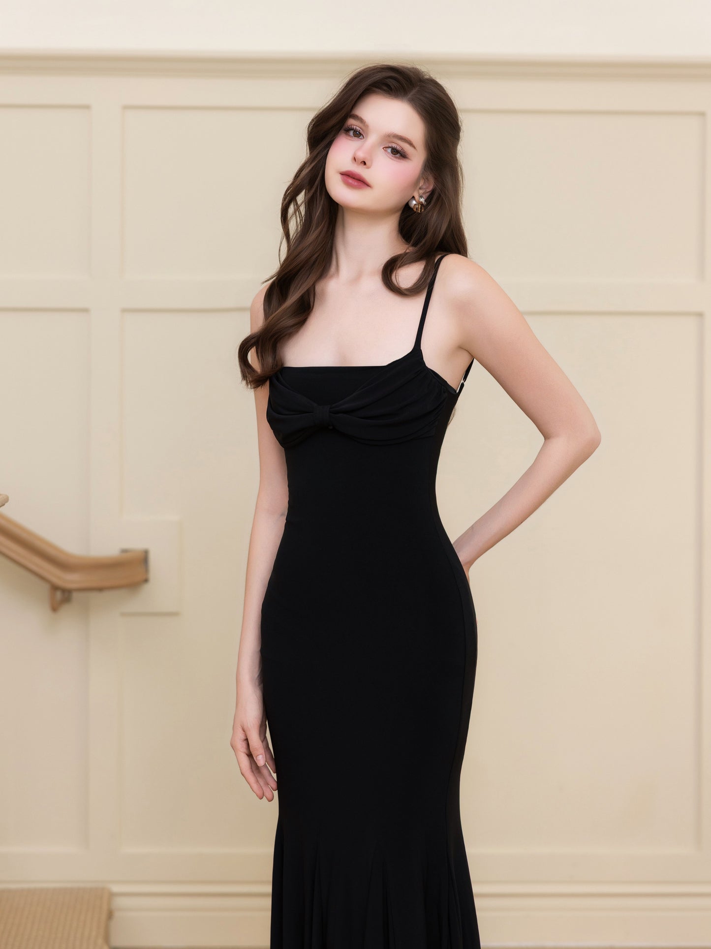 Katherine Cowl Neck Maxi Dress (Comes with Sash) - Black
