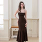 Katherine Cowl Neck Maxi Dress (Comes with Sash) - Brown