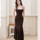 Katherine Cowl Neck Maxi Dress (Comes with Sash) - Brown