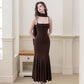 Katherine Cowl Neck Maxi Dress (Comes with Sash) - Brown
