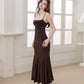 Katherine Cowl Neck Maxi Dress (Comes with Sash) - Brown