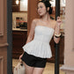 Lye Pleated Padded Top - White