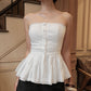 Lye Pleated Padded Top - White