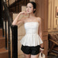 Lye Pleated Padded Top - White