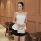 Lye Pleated Padded Top - White