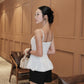 Lye Pleated Padded Top - White