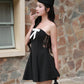 Vivienne Side Lace Mini Dress - Black (Ribbon Included)