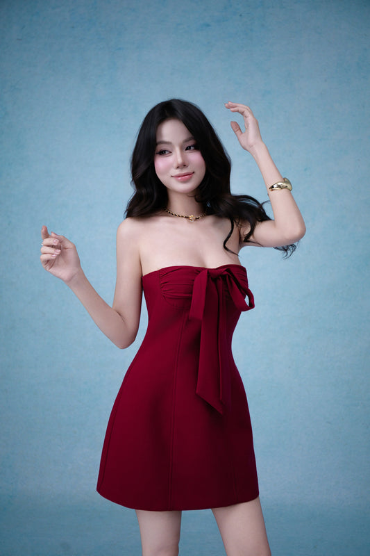 Melisse Mini Dress In Maroon (Can be worn 3 ways)