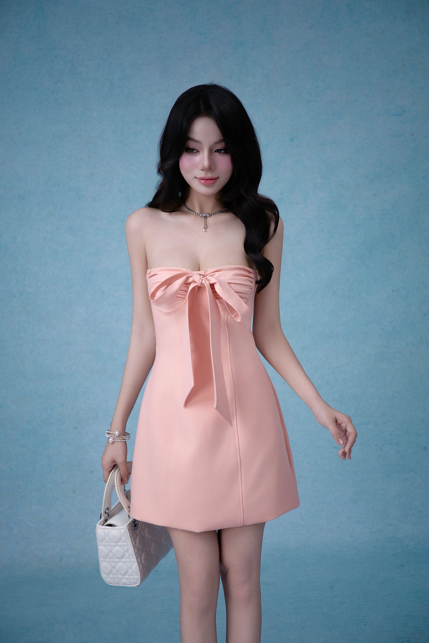 Melisse Mini Dress In Peachy Pink (Can be worn 3 ways)