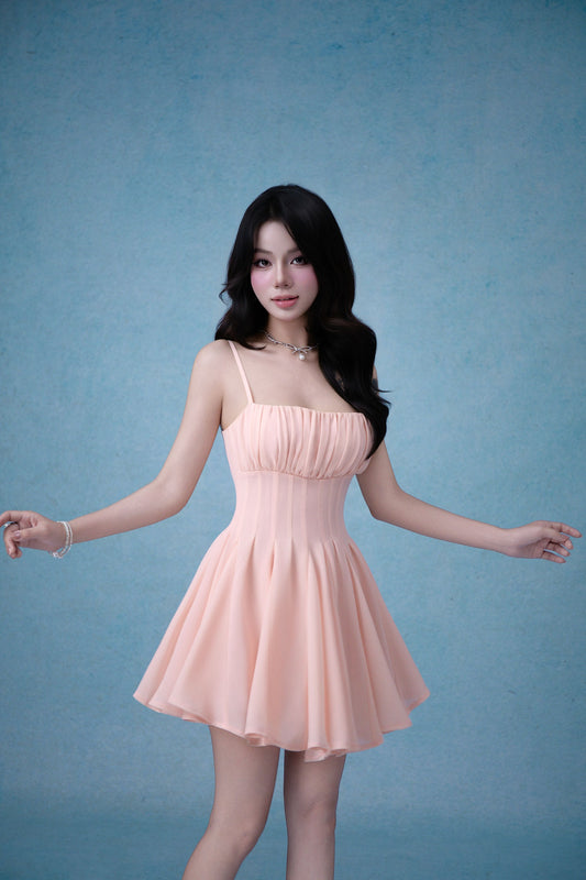Hera Mini Dress In Light Peachy Pink
